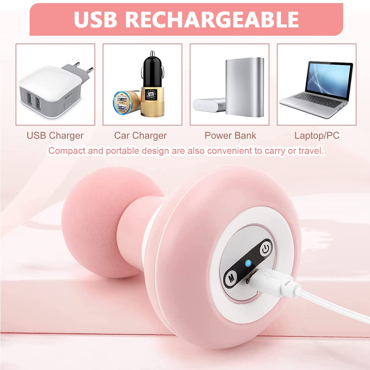 MAYCREATE Mini Electric Handheld Massager For Shoulder, USB Rechageable Vibrating Deep Muscle Stimulator Powerful 6 Vibration Modes for Back Full Body Muscle Pain Relief MAYCREATE Mini Electric Handheld Massager For Shoulder, USB Rechageable Vibrating Deep Muscle Stimulator Powerful 6 Vibration Modes for Back Full Body Muscle Pain Relief